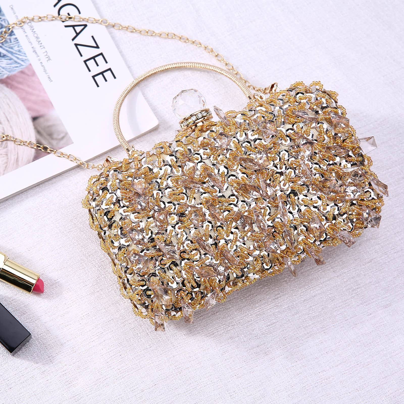 UBORSE Women Wedding Clutch Rhinestone Bling Sequin Evening Bags Vintage Crystal Beaded Cocktail Party Party Purse