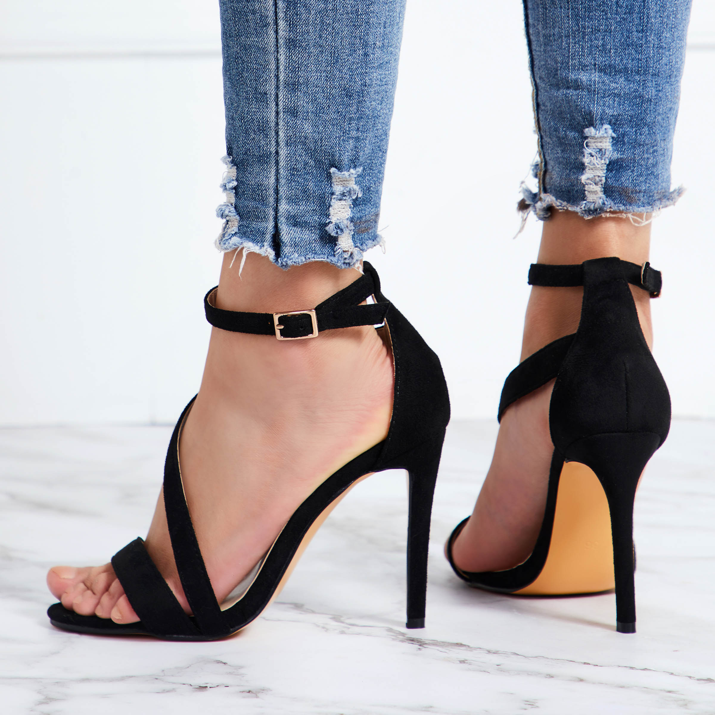 Open Toe Buckle Stiletto Heel Casual Sandals