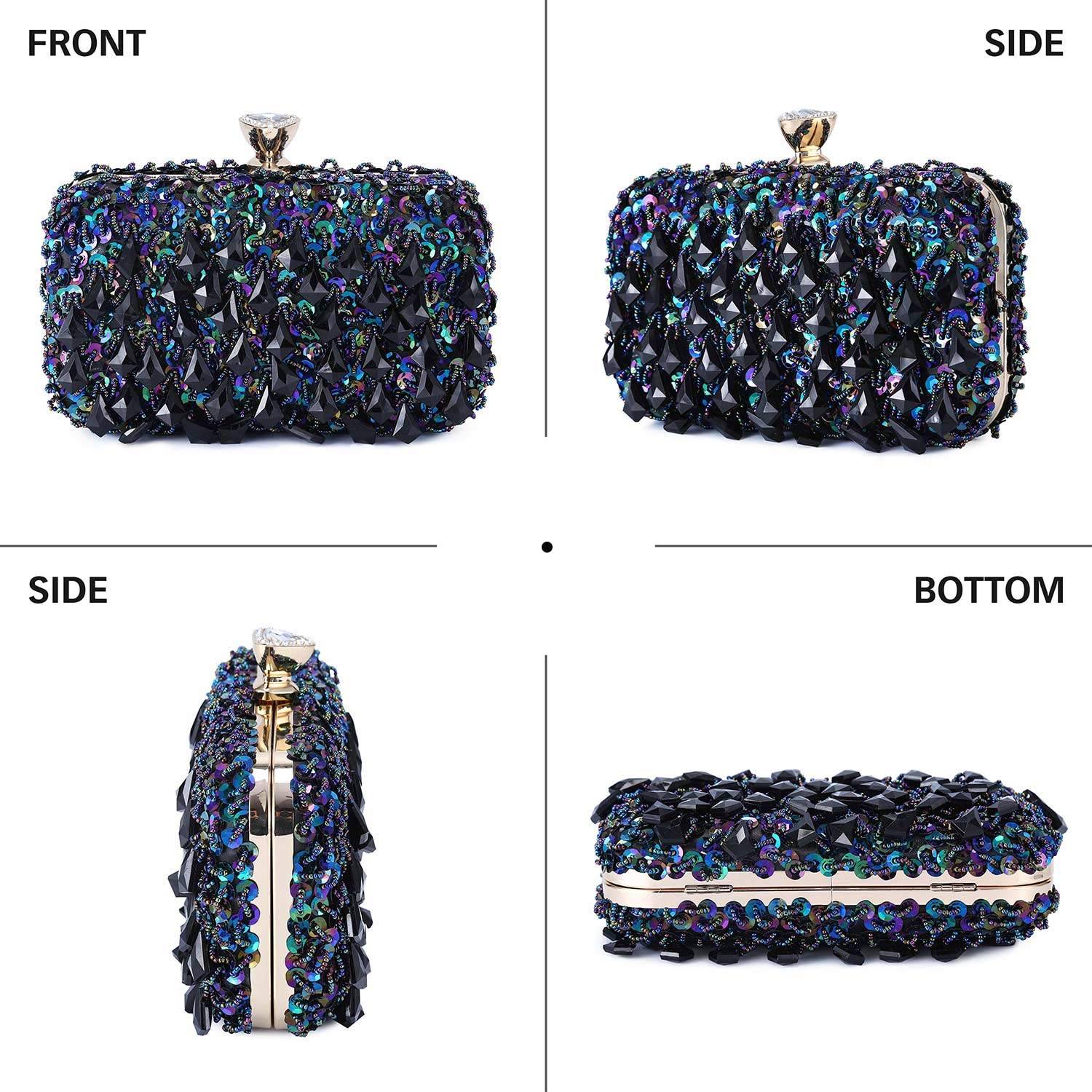 UBORSE Women Wedding Clutch Rhinestone Bling Sequin Evening Bags Vintage Crystal Beaded Cocktail Party Party Purse