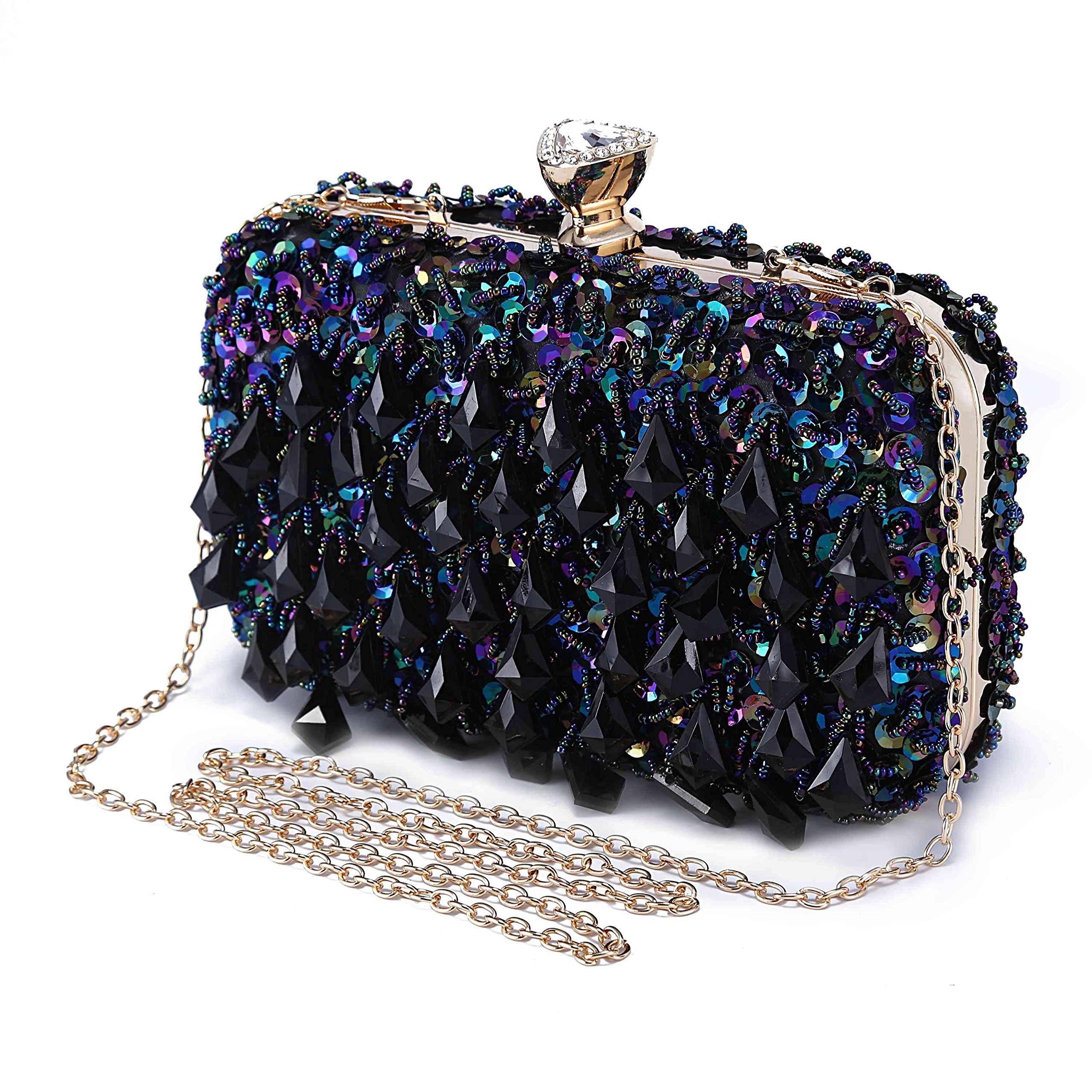 UBORSE Women Wedding Clutch Rhinestone Bling Sequin Evening Bags Vintage Crystal Beaded Cocktail Party Party Purse