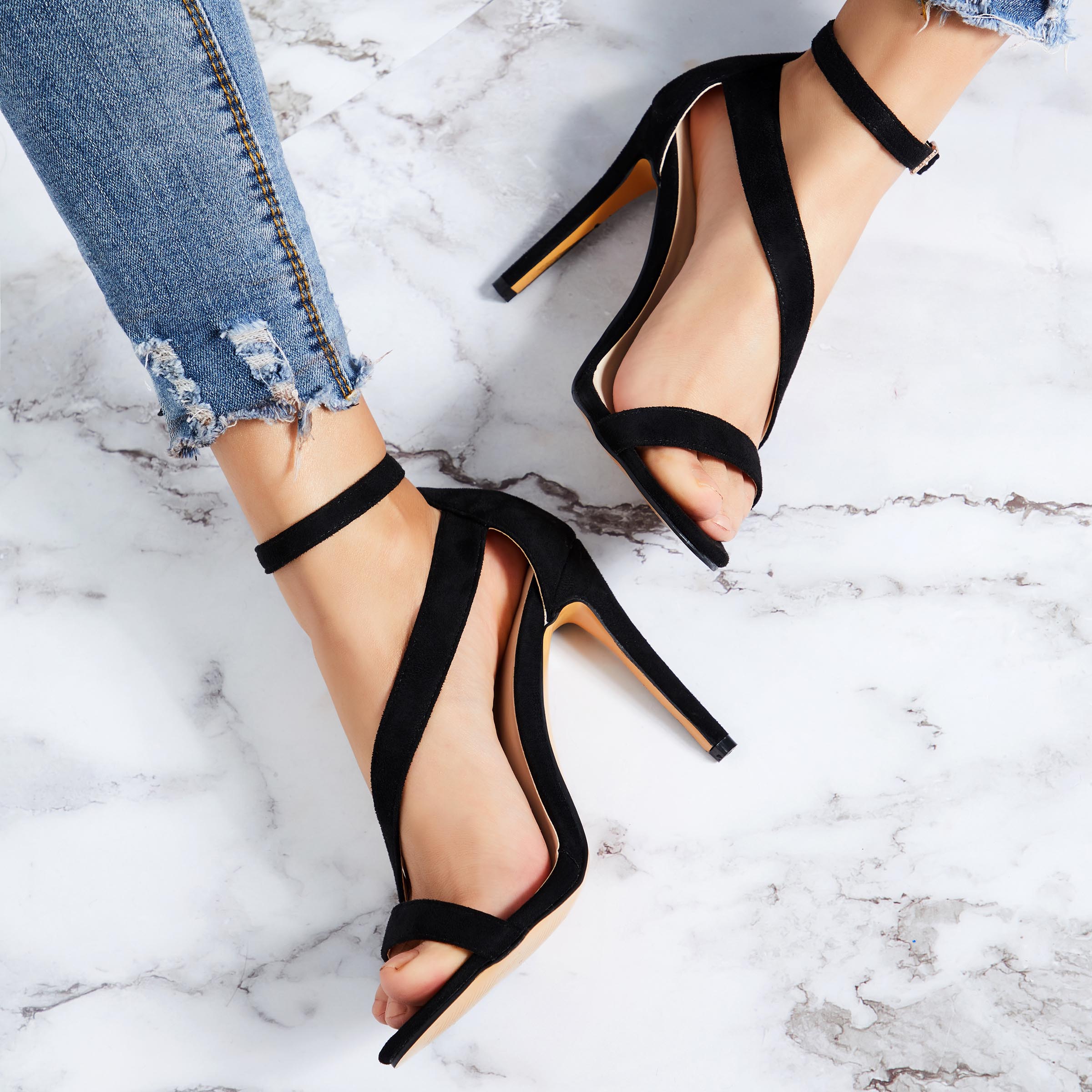 Open Toe Buckle Stiletto Heel Casual Sandals