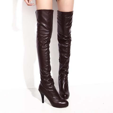 Stiletto Heel Plain Side Zipper Round Toe Sweet Boots