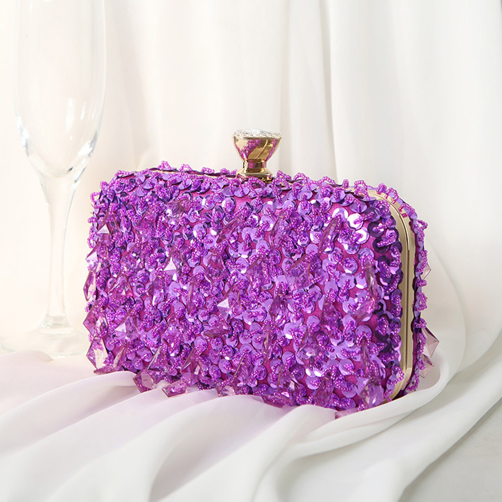 Hard Banquet Rectangle Sequins Lady's Clutches Evening Bags