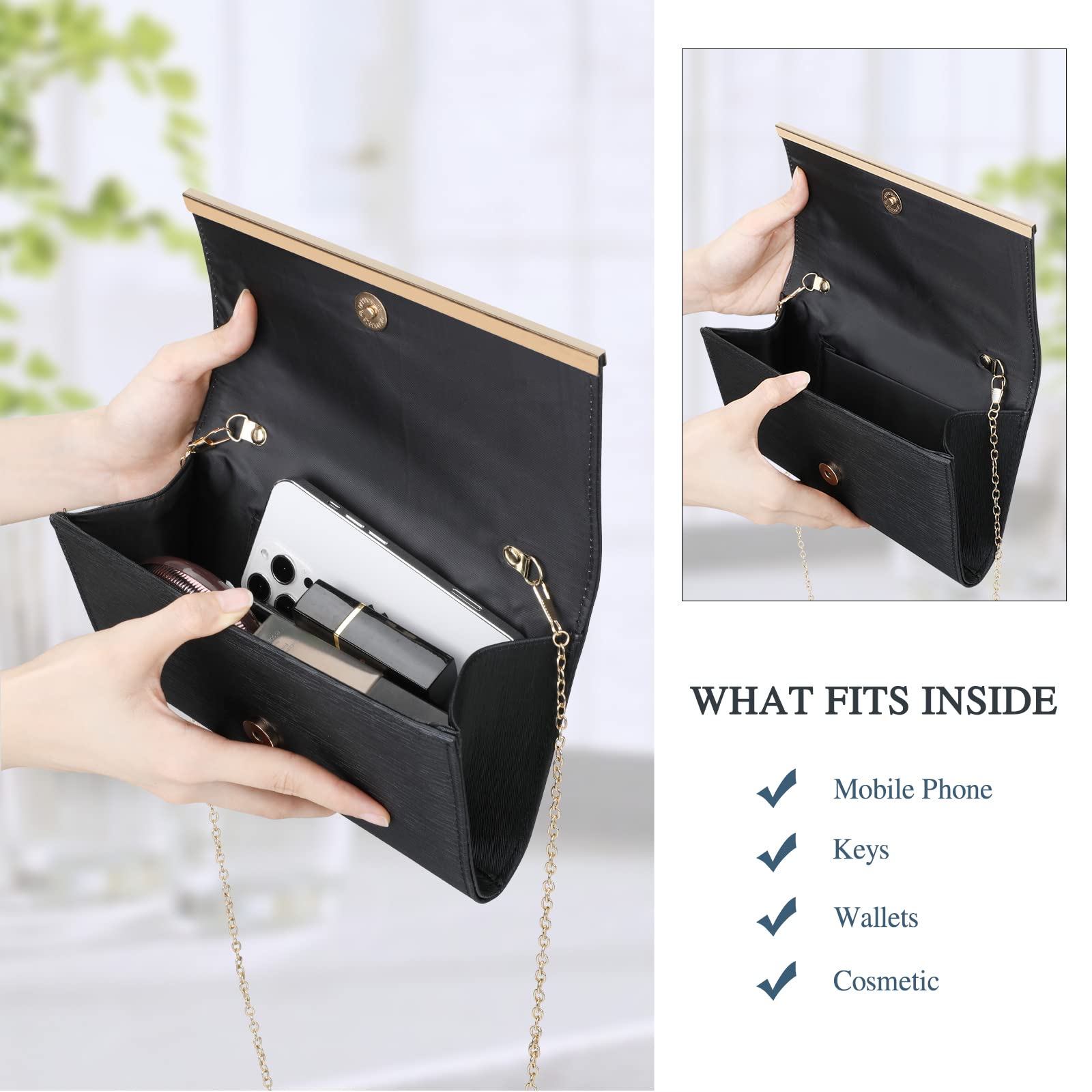 UBORSE Women Clutch Bag Evening Bag Elegant Women Chain Shoulder Bag Wedding Clutch Small Bridal Purse for Wedding Cocktail