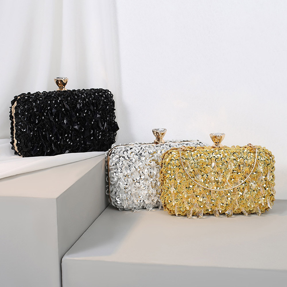 Hard Banquet Rectangle Sequins Lady's Clutches Evening Bags